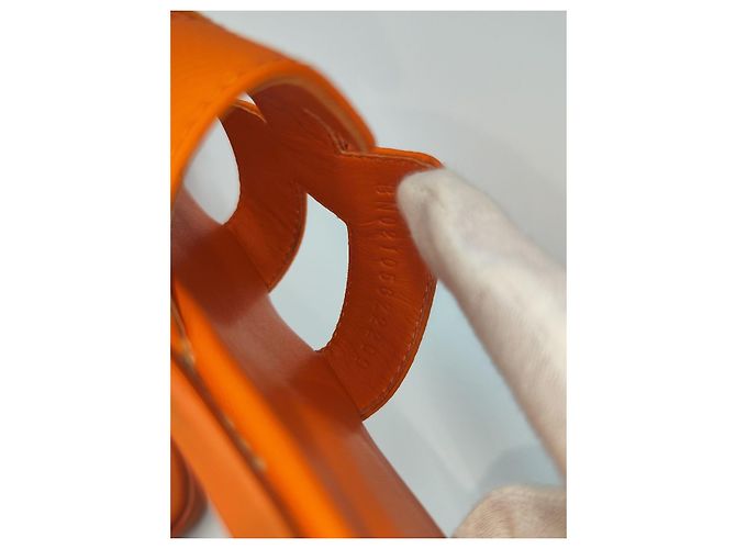 Oran orangefarbene Ledersandalen Hermès * Größe 38 * - Ansicht 4