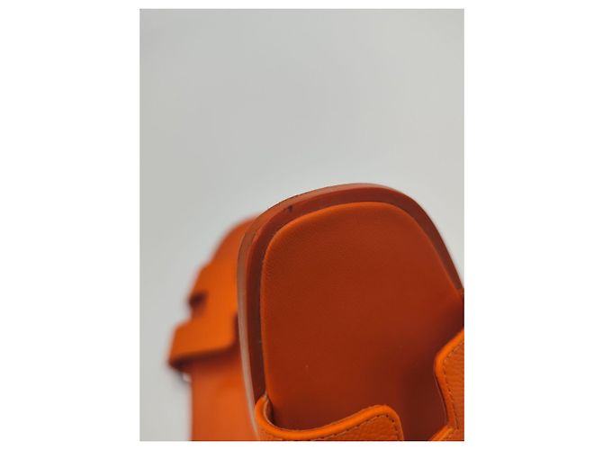 Oran orangefarbene Ledersandalen Hermès * Größe 38 * - Ansicht 6