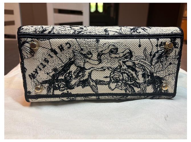 Christian Dior Mini Borsa Lady Dior Toile de Jouy Nero Bianco - vista 3
