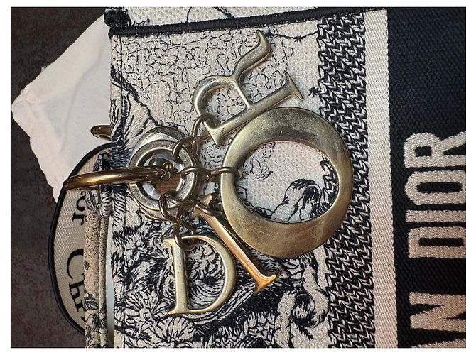 Christian Dior Mini Borsa Lady Dior Toile de Jouy Nero Bianco - vista 4