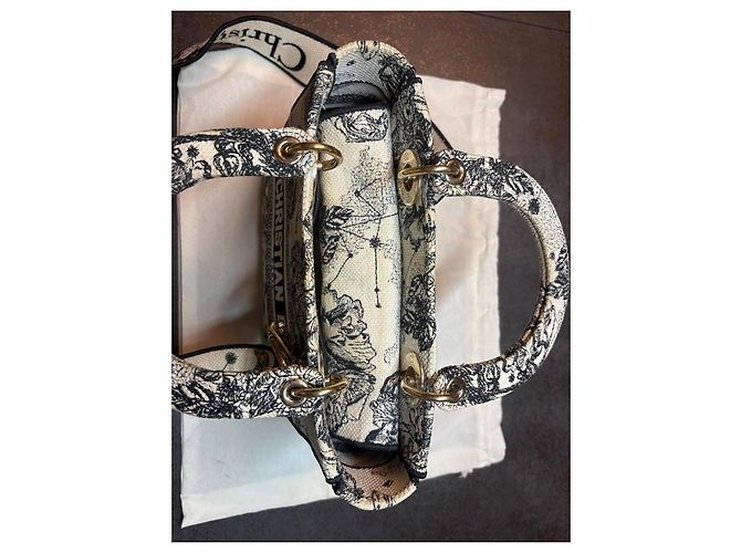 Christian Dior Mini Borsa Lady Dior Toile de Jouy Nero Bianco - vista 6