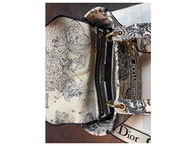 Christian Dior Mini Borsa Lady Dior Toile de Jouy Nero Bianco - vista 7