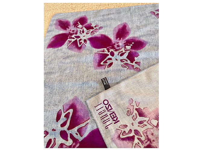 Carré Kenzo Jungle in cotone stampa floreale Blu Porpora - vista 10