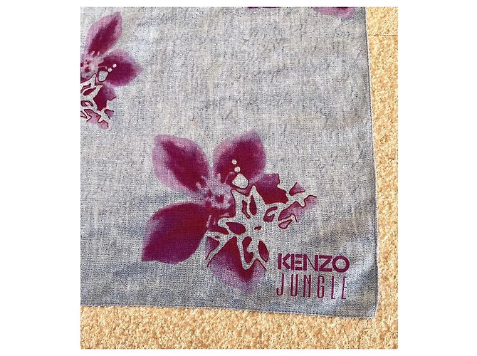 Carré Kenzo Jungle in cotone stampa floreale Blu Porpora - vista 6