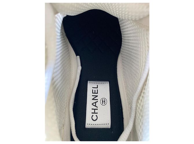 Sneakers Chanel CC Logo Mesh Bianco Argento - vista 7