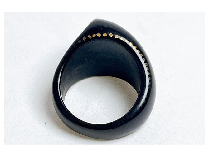 Anello Chanel CC Logo in resina nera Nero - vista 5
