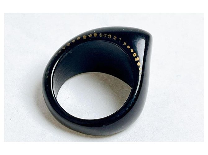 Anello Chanel CC Logo in resina nera Nero - vista 6