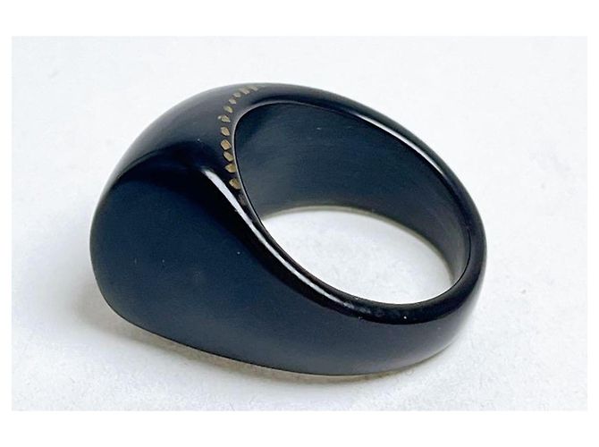 Anello Chanel CC Logo in resina nera Nero - vista 7