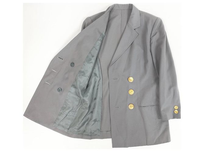 Christian Dior Double-Breasted Grey Wool Blazer - view 5