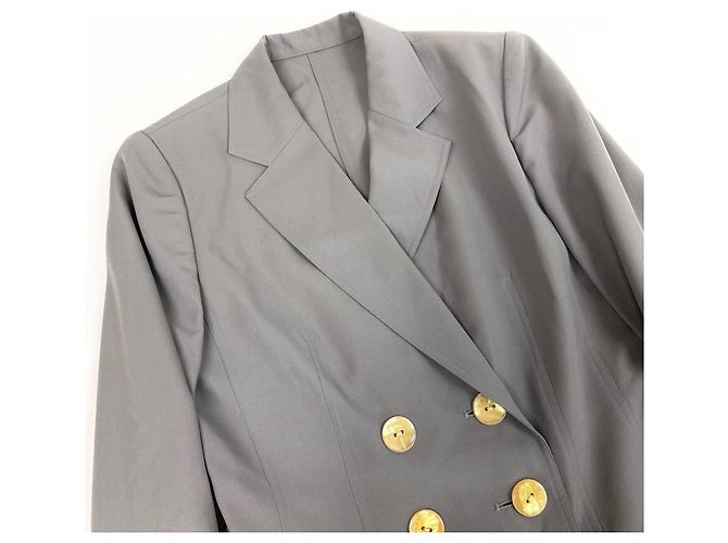 Christian Dior Double-Breasted Grey Wool Blazer - view 2