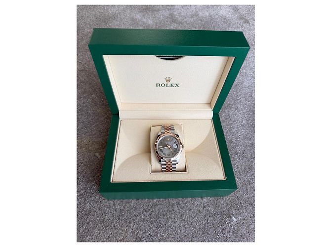 Rolex Datejust II 41mm Wimbledon Oro Everose e Acciaio D'oro Grigio Verde scuro - vista 3