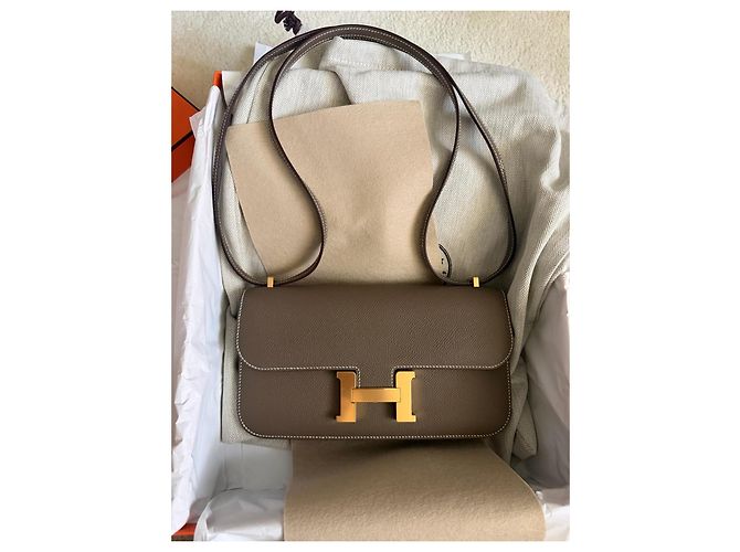 Borsa Hermès Constance Elan in pelle Epsom Etoupe Marrone Grigio - vista 4