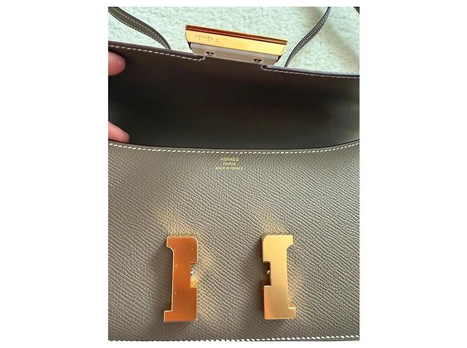 Borsa Hermès Constance Elan in pelle Epsom Etoupe Marrone Grigio - vista 7