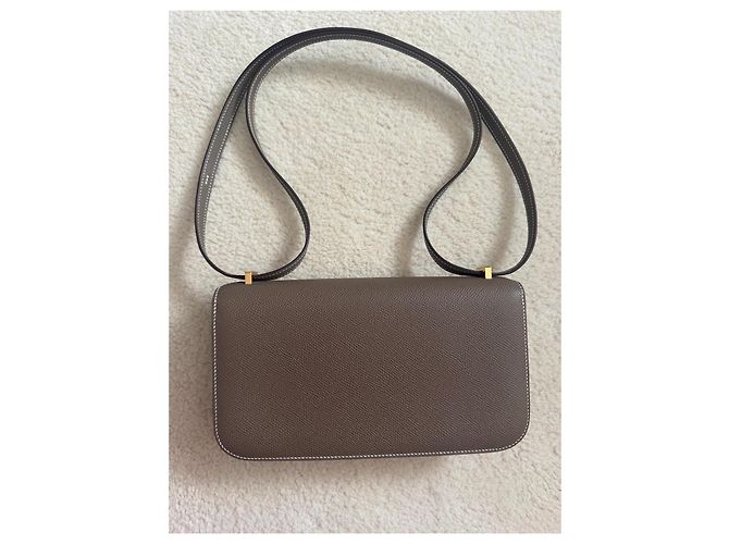 Borsa Hermès Constance Elan in pelle Epsom Etoupe Marrone Grigio - vista 8