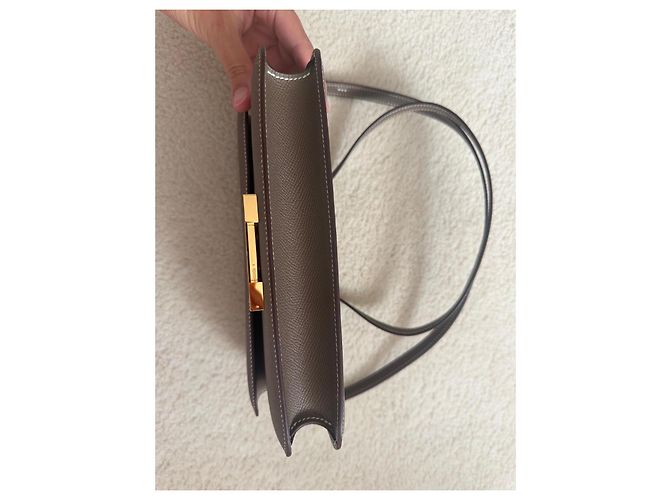 Borsa Hermès Constance Elan in pelle Epsom Etoupe Marrone Grigio - vista 9