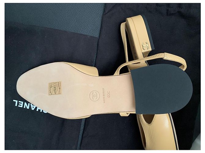 Chanel Ballerine slingback bicolore Nero Beige - vista 4