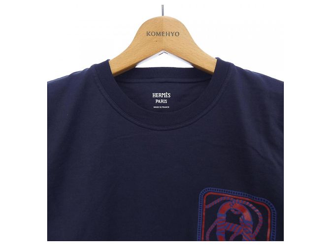 Hermès Camiseta de algodón Hermes CANOE/CARTOUCHE Azul Azul marino - vista 5