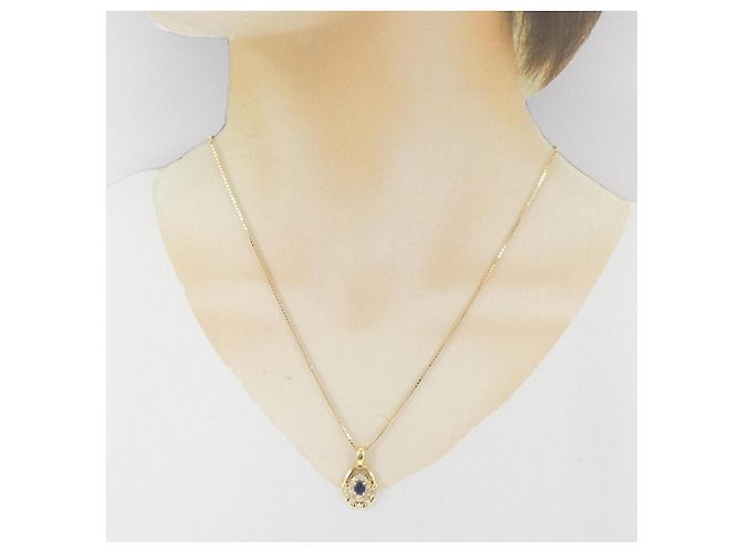 Autre Marque Collana in zaffiro e diamanti Au750 D'oro - vista 6
