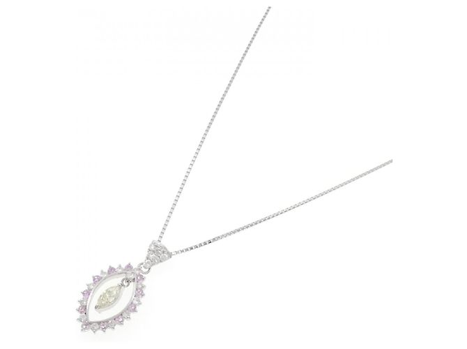 Autre Marque Collana in Zaffiro e Diamante Pt900 Pt850 Argento - vista 2