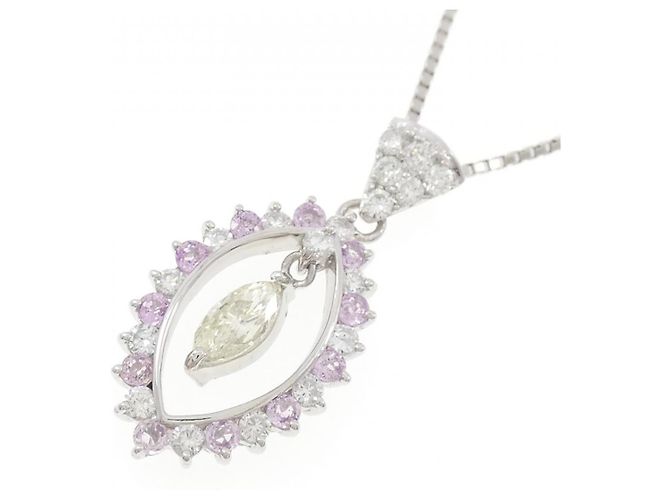 Autre Marque Collana in Zaffiro e Diamante Pt900 Pt850 Argento - vista 3
