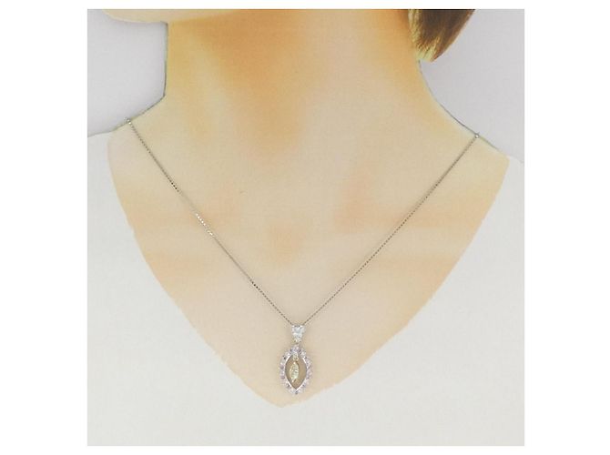 Autre Marque Collana in Zaffiro e Diamante Pt900 Pt850 Argento - vista 6