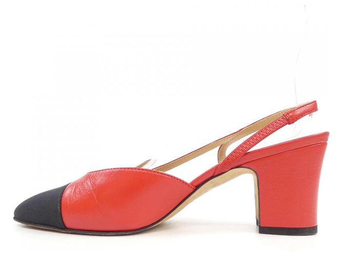 Timeless Chanel Slingback Lederschuhe Rot - Ansicht 2