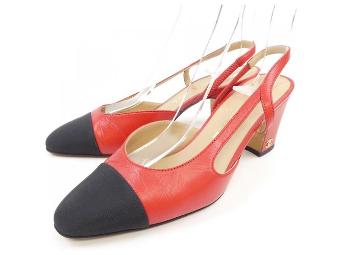 Timeless Chanel Slingback Lederschuhe Rot - Ansicht 3