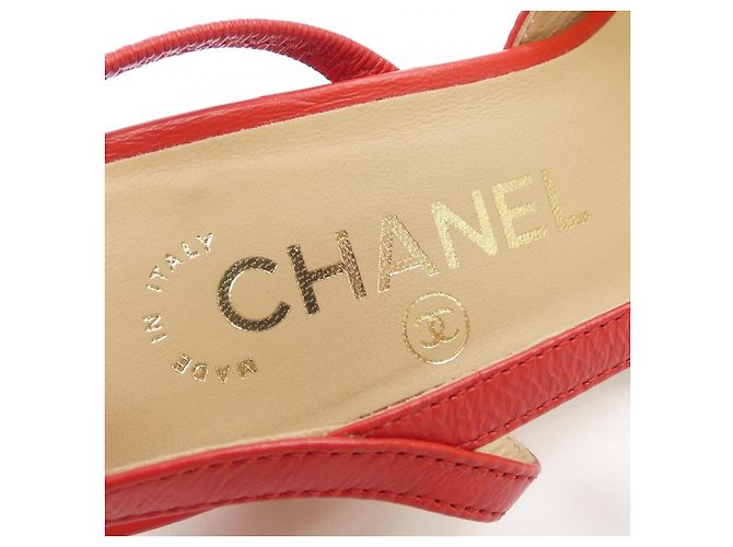 Timeless Chanel Slingback Lederschuhe Rot - Ansicht 6
