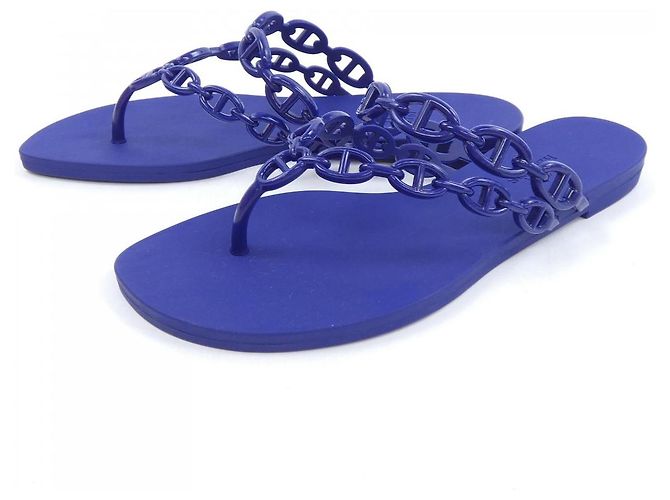 Sandálias Hermès 241051Z Thermopolyurethane 36 Azul Azul marinho - vista 3