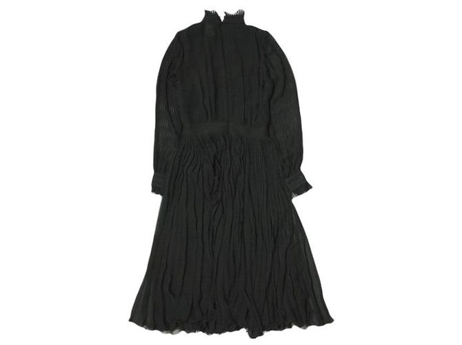 Polo Ralph Lauren Plissee-Georgette-Kleid aus Polyester Schwarz - Ansicht 2