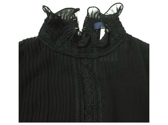 Polo Ralph Lauren Plissee-Georgette-Kleid aus Polyester Schwarz - Ansicht 5