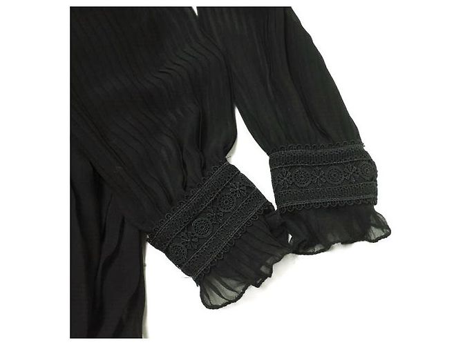 Polo Ralph Lauren Plissee-Georgette-Kleid aus Polyester Schwarz - Ansicht 6