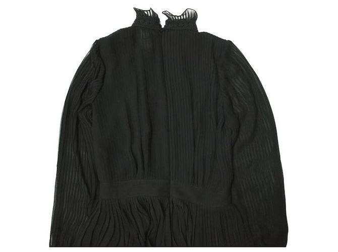Polo Ralph Lauren Plissee-Georgette-Kleid aus Polyester Schwarz - Ansicht 7