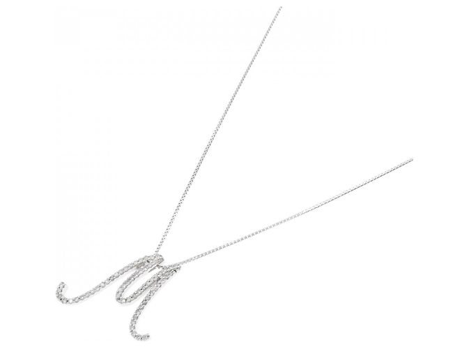 Autre Marque Au750 Diamanten Initial M Halskette Silber - Ansicht 2