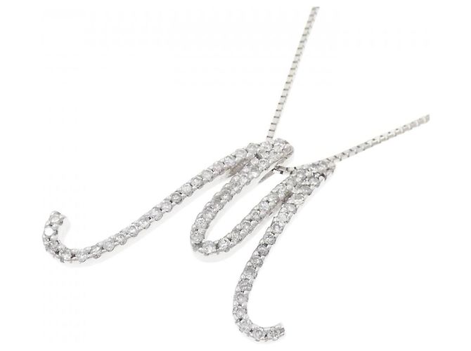 Autre Marque Au750 Diamanten Initial M Halskette Silber - Ansicht 3