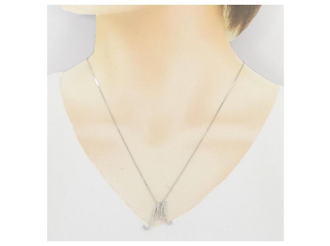 Autre Marque Au750 Diamanten Initial M Halskette Silber - Ansicht 6