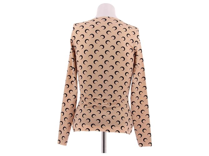 Marine Serre Top beige con lunas negras - vista 2