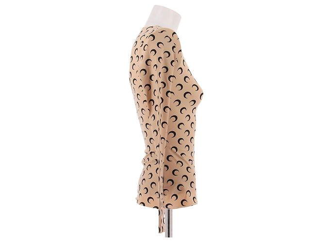 Marine Serre Top beige con lunas negras - vista 3