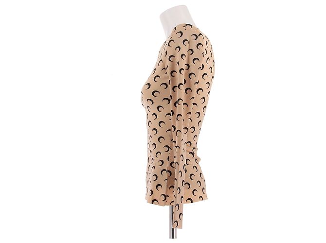 Marine Serre Top beige con lunas negras - vista 4
