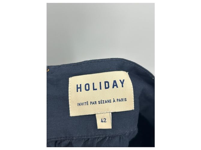 Autre Marque Falda de algodón azul marino Sezane Holiday - vista 3