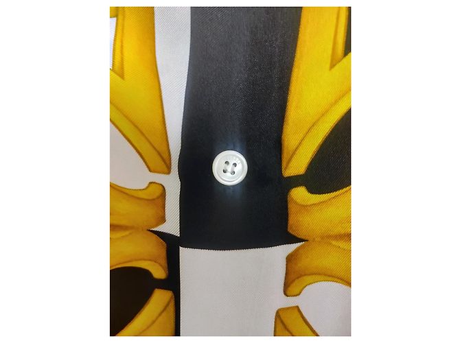 Versace Seidentwill-Hemd mit Barock-Print - Schwarz, Weiß, Gold Mehrfarben - Ansicht 7