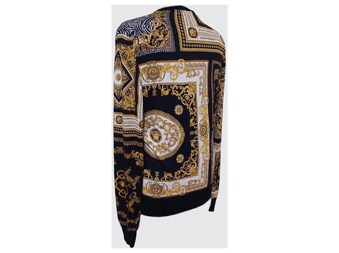 Suéter de seda Versace Baroque Estampa Medusa - Preto e Dourado - vista 4
