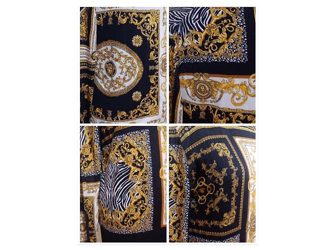Suéter de seda Versace Baroque Estampa Medusa - Preto e Dourado - vista 7