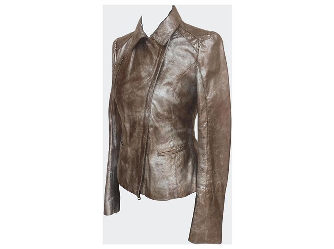 Chaqueta de piel Pinko Metidrio Castaño Dorado Bronce - vista 2