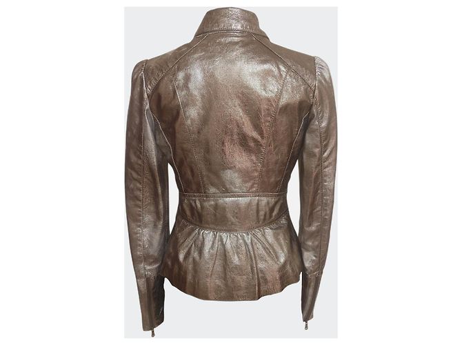 Chaqueta de piel Pinko Metidrio Castaño Dorado Bronce - vista 3