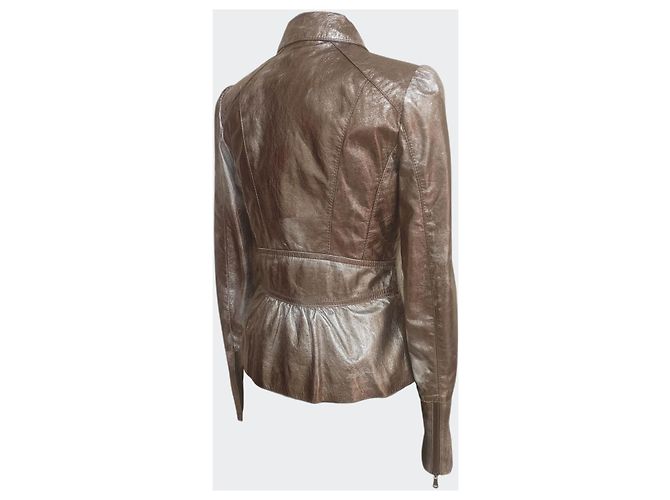 Chaqueta de piel Pinko Metidrio Castaño Dorado Bronce - vista 4