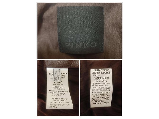 Chaqueta de piel Pinko Metidrio Castaño Dorado Bronce - vista 9