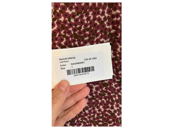 Ba&Sh Pazur Midi-Kleid Gr. 1 Bordeaux Khaki Creme - Ansicht 6