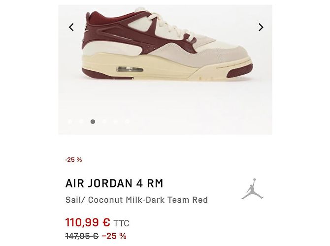 Sneakers Nike Air Jordan 4 RM - Sail Coconut Milk Bianco Beige Bordò - vista 14