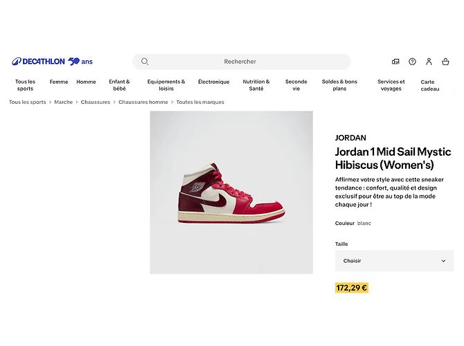 Nike Air Jordan 1 Mid Donna Bianco Rosso - vista 11